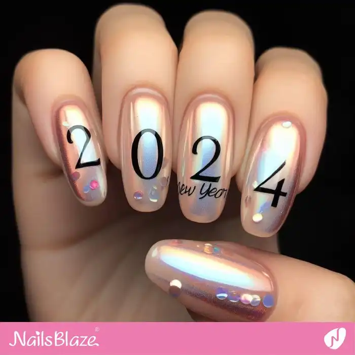Glossy New Year Nails |  2024 Nails - NB1335